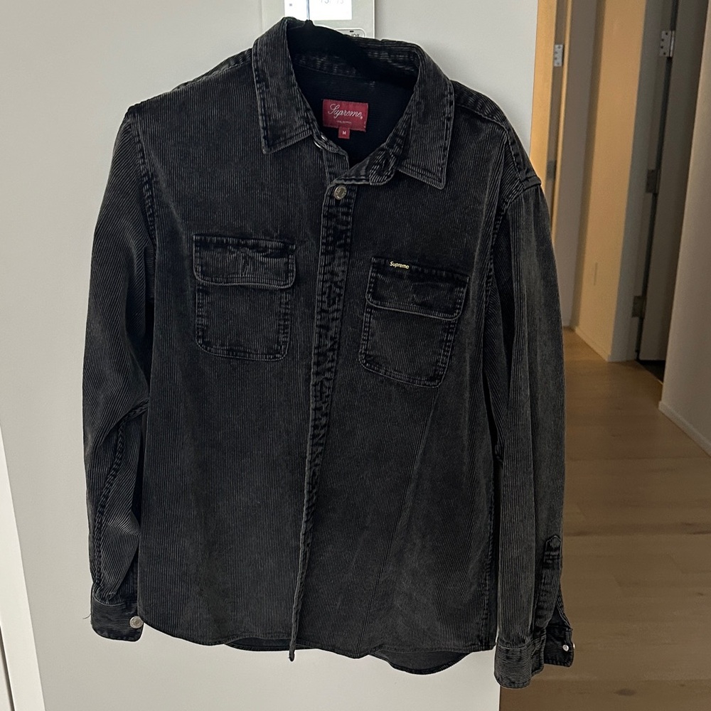 Men’s grey supreme cord shirt- medium